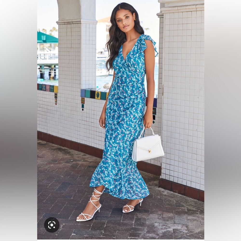 NWT VICI watchtower floral touched midi dress faux wrap style